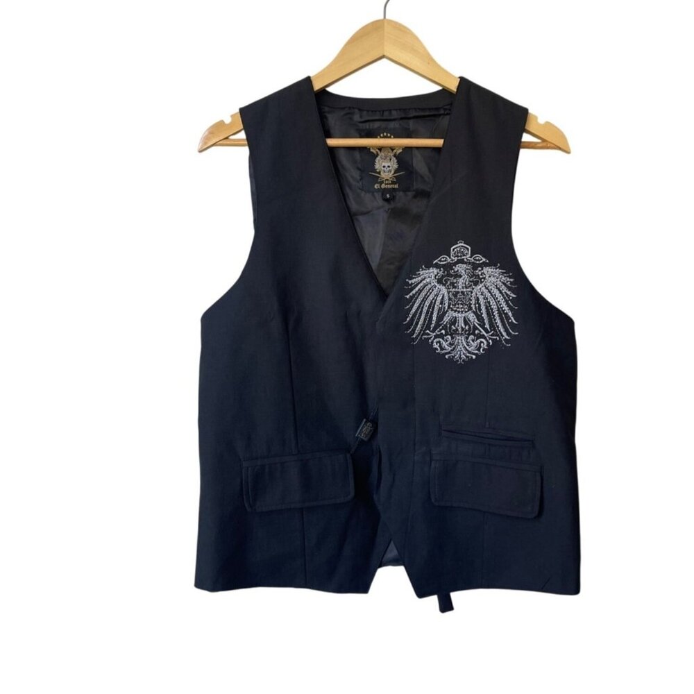 Biker Vest Mens El General Sz S NWT Grunge Western Eagle Motorcycle USA Patriot